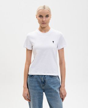 Ami Paris White T-shirt with embroidered emblem FTS347724