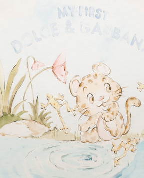 Dolce&Gabbana Children's ivory T-shirt with logo print L1JTEYG7P8I