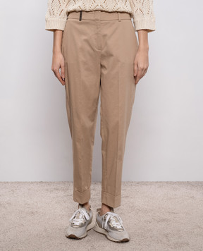 Peserico Beige pants with brand patch A04753D01037