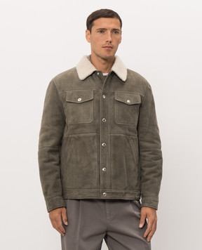 Brunello Cucinelli Khaki sheepskin coat MPMCU2058
