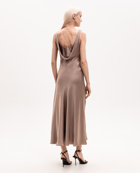 Brunello Cucinelli Beige silk midi dress MB179A5480
