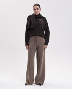 Agnona Brown cashmere, wool and silk pants K7120202G120Q