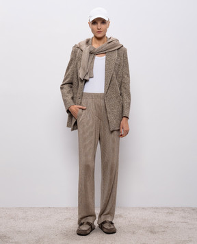 Brunello Cucinelli White ribbed top with monil chain MG902FP100