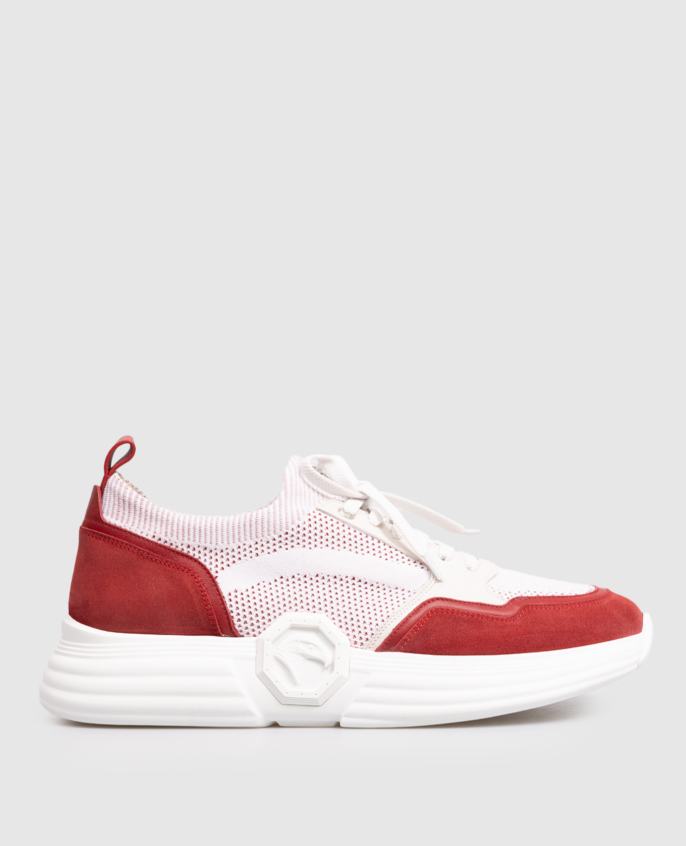 

White combination sneakers with monogram logo Stefano Ricci