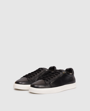 Doucal's Black leather sneakers with logo DU3552SPENUF281