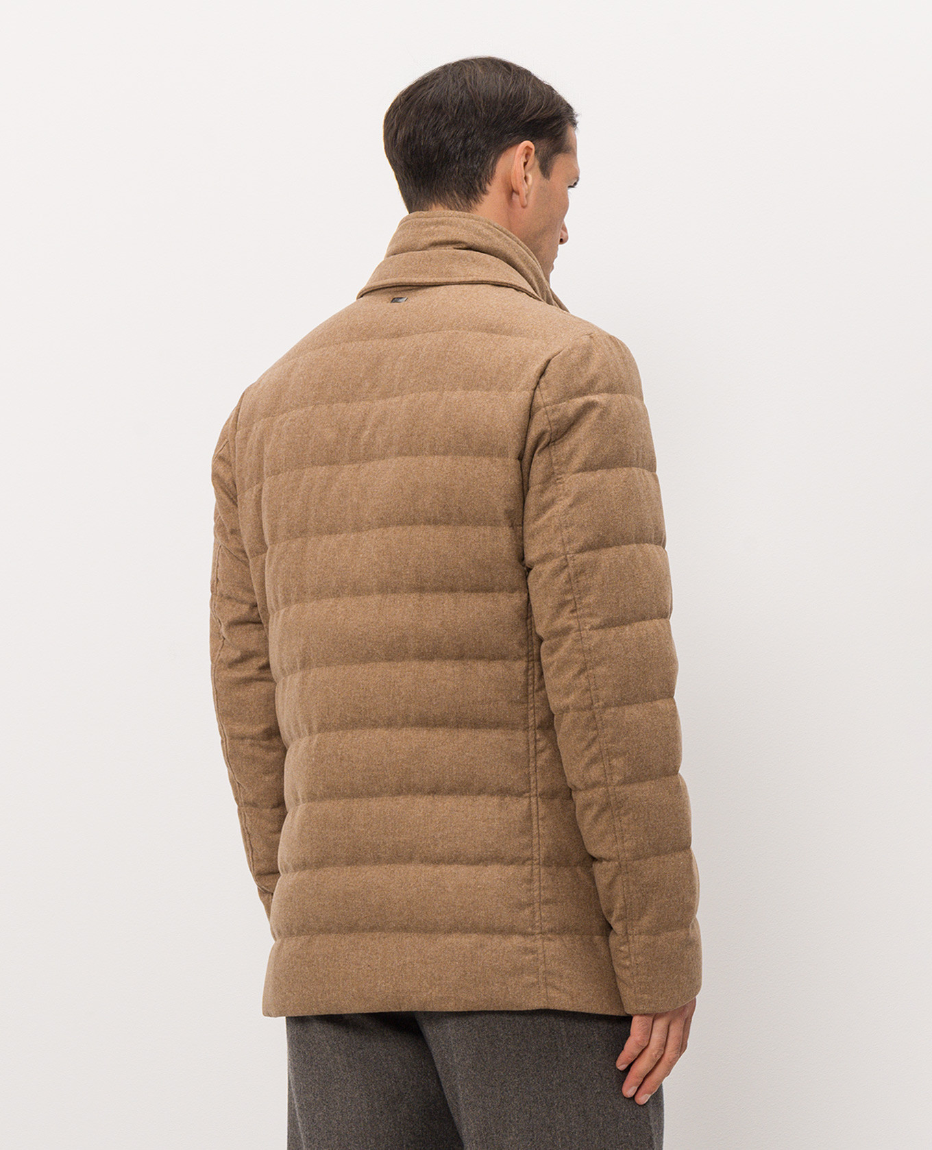 Brown down jacket with wool Herno 4