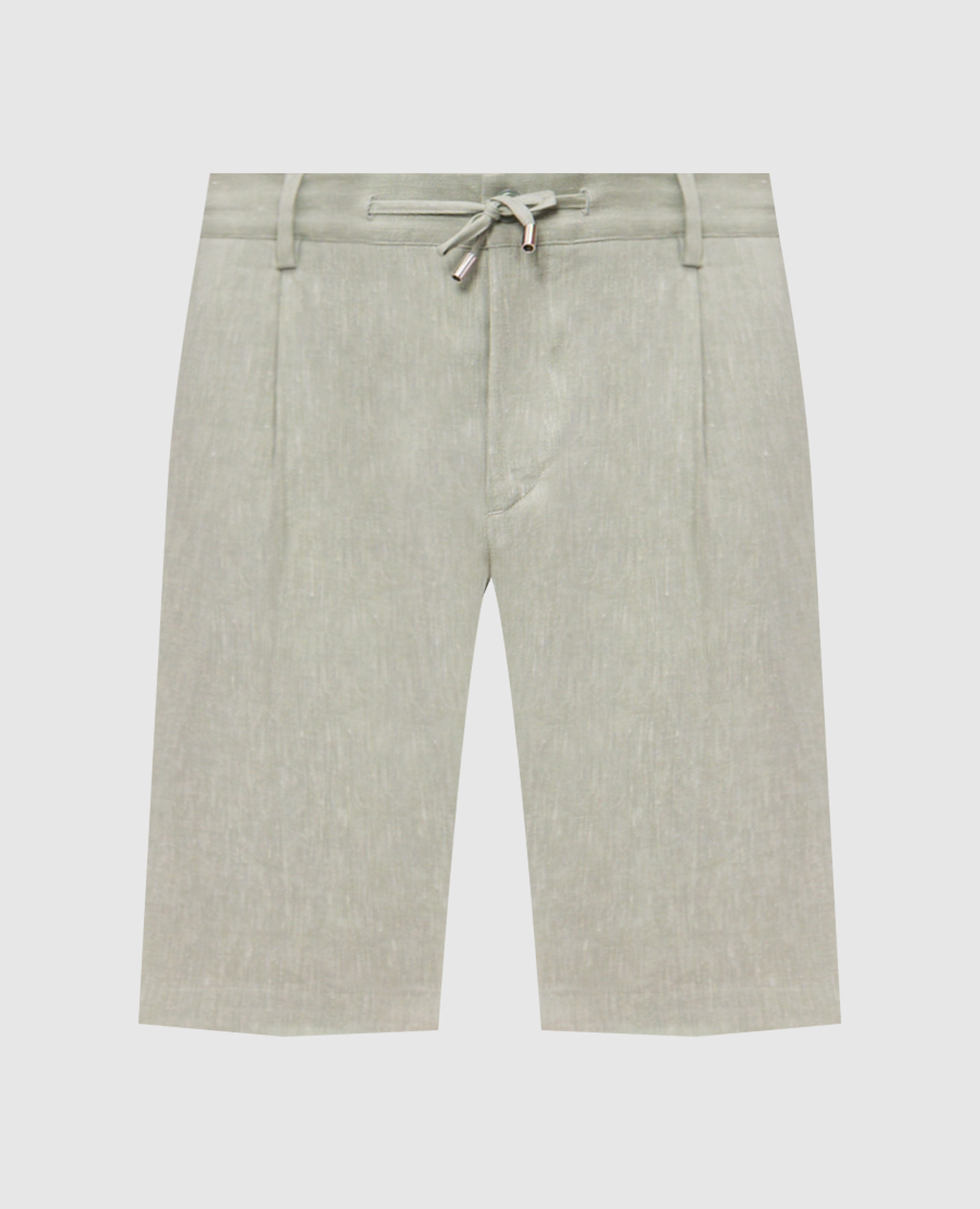Green linen and wool shorts