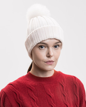 Woolrich Ivory wool hat with pompom CFWWAC0163FBUF0428