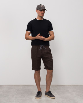Cashmere&Whiskey Brown linen shorts 0255500638