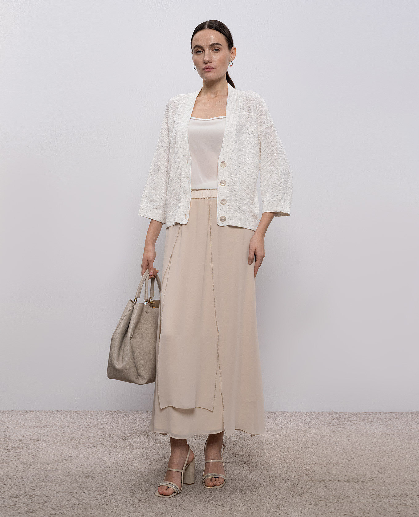 

Beige silk midi skirt Peserico