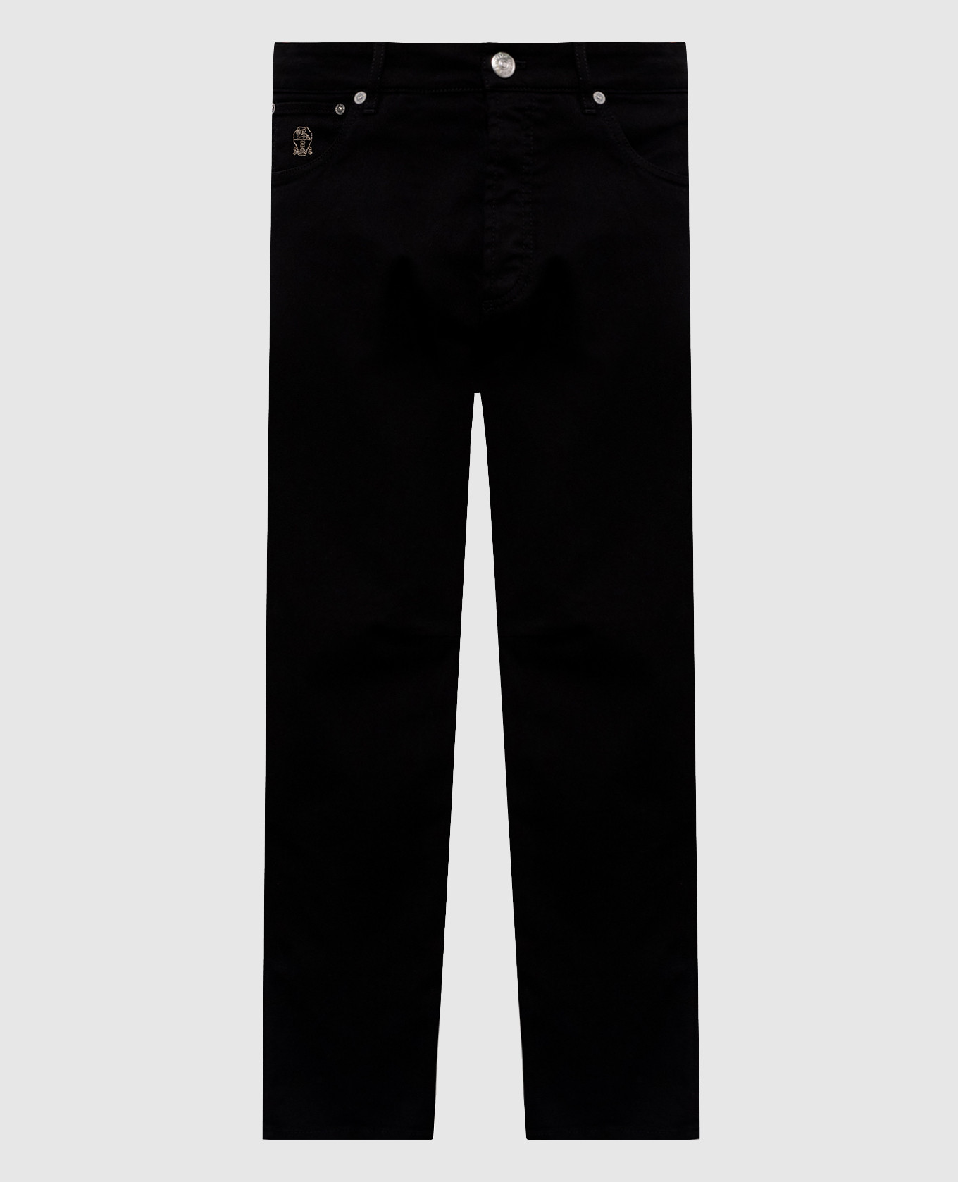 Black jeans with logo patch