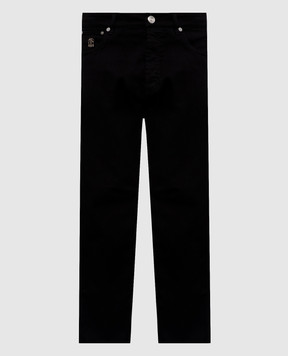 Brunello Cucinelli Black jeans with logo patch M277PX1290