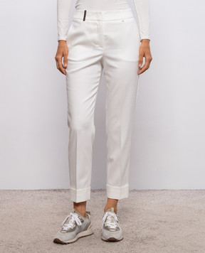 Peserico White pants with a monil chain A04753D07932