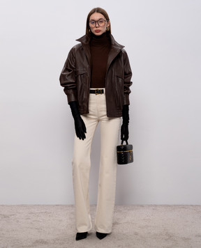 Saint Laurent Brown wool, cashmere and silk turtleneck 840802YAPK2