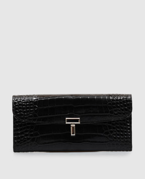 Toteme Black crocodile embossed leather T-lock wallet 251WAM0041LE0076