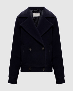 Peserico Blue cropped double-breasted coat with wool and cashmere A2108603197