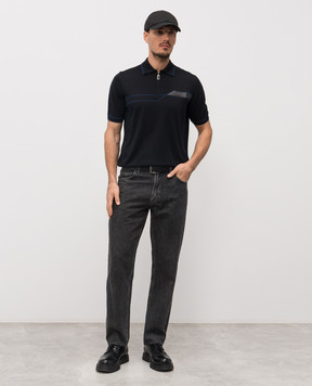 Stefano Ricci Black silk polo shirt K616434Z33F26104