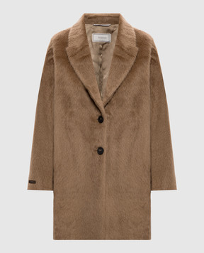 Peserico Brown alpaca wool coat S2015708434