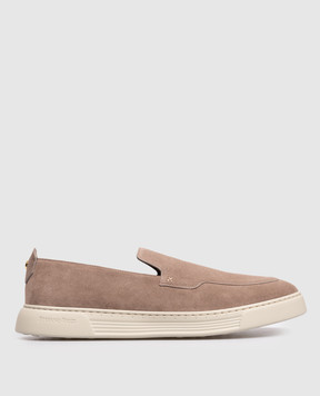 Stefano Ricci Brown suede slip-ons with logo UV50G2391SDP
