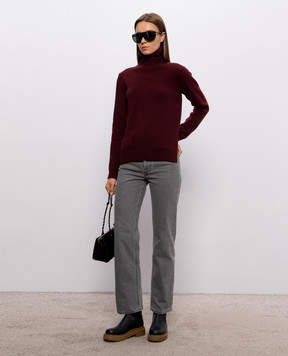 Jil Sander Burgundy wool turtleneck sweater with an asymmetrical cut J02GP0271J14870