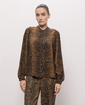 Twinset Brown blouse with reptile print 262TT2602