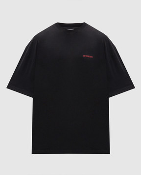 Vetements Black t-shirt with logo print MH27TR142Bm