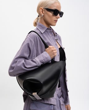 The Attico La Scoop black leather tote bag 260WAH00062LBT019AA