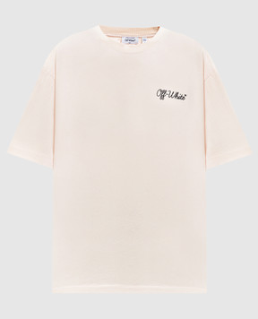Off-White Beige T-shirt with logo print 44MAA120S26J01D