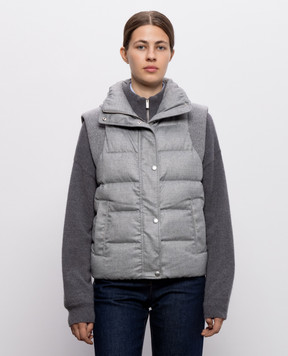Peserico Gray down vest with monil chain A03470DA1945