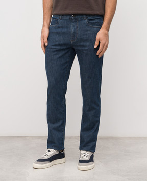 Canali Blue jeans with logo patch PD0040091719