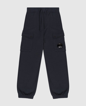 C.P. Company Kids' blue cargo joggers with logo patch CMP00ZLCA6948