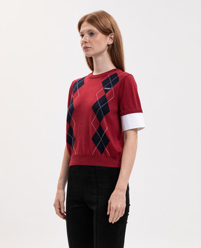 Juun.j Red wool top with geometric pattern JW6951W01Z