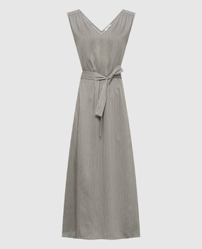 Peserico Khaki dress with striped silk S0220801176
