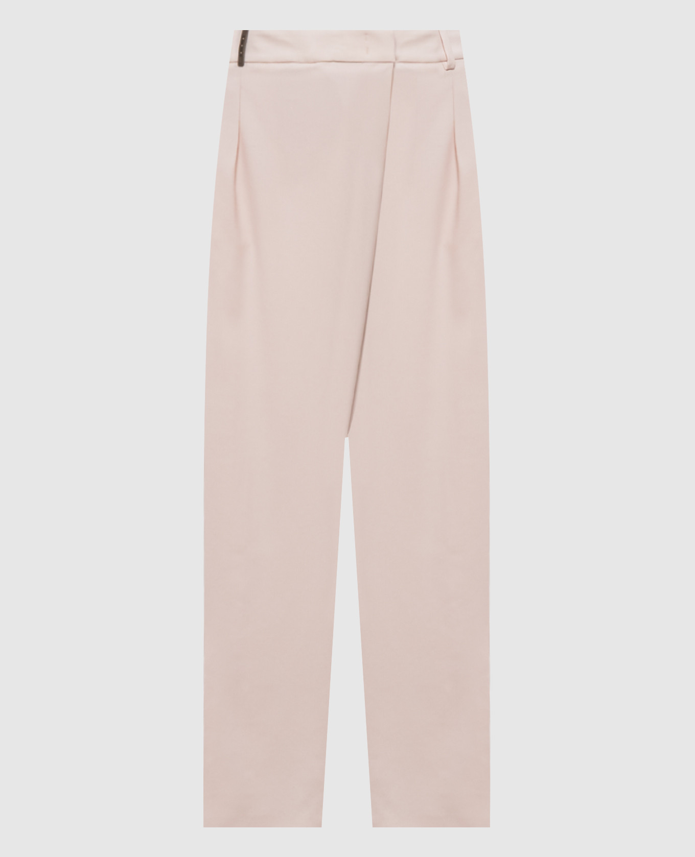 Pink wool trousers with brand patch