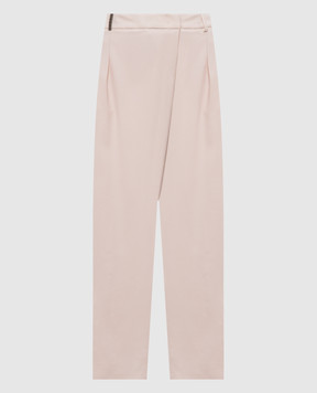 Peserico Pink wool trousers with brand patch A0466303472