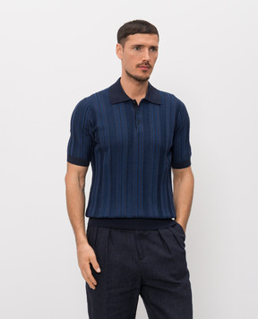 Brunello Cucinelli Blue polo shirt with pattern M29806305