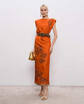 Alemais Orange Monkey Dance silk dress 6883D
