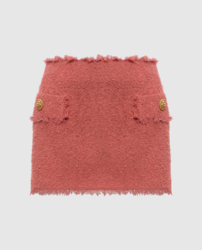 Balmain Pink tweed mini skirt with wool GF0LBB50WD60