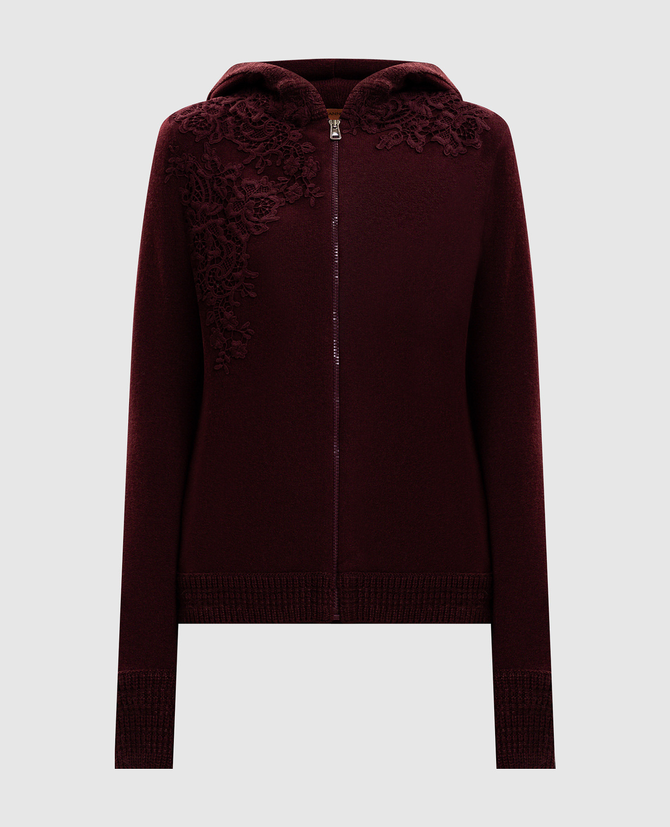 Burgundy cardigan with wool and cashmere