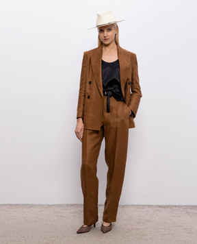 Brunello Cucinelli Brown linen jacket with chain MH5277317