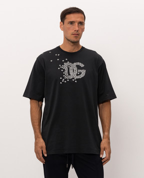 Dolce&Gabbana Black T-shirt with monogram print G8PN9TG7P9Z
