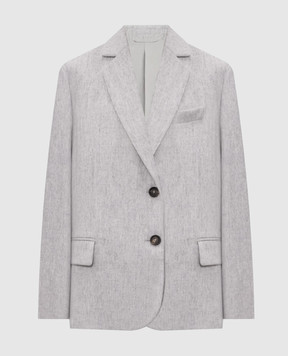 Brunello Cucinelli Gray wool jacket with monil chain MG5497204P