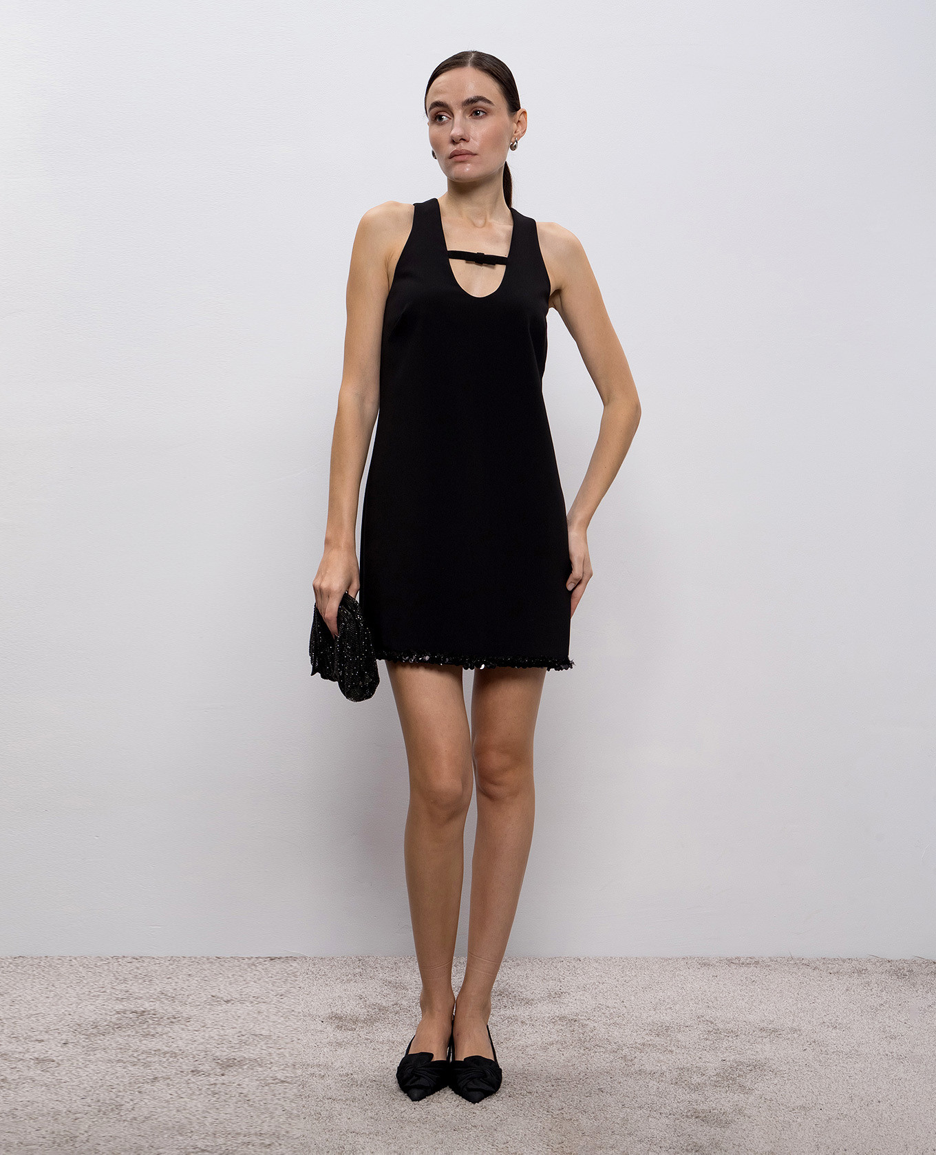 Black mini dress with sequins Twinset 2