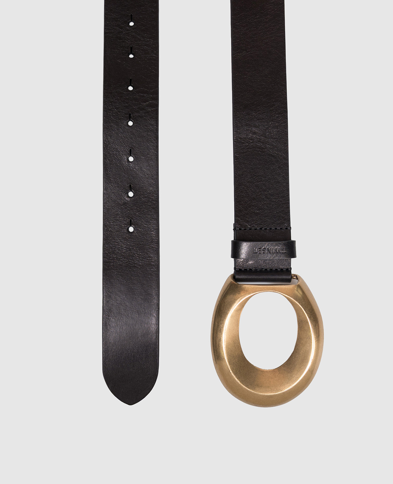 

Black leather belt with logo Twinset