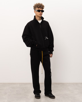 Rhude Black sweatshirt with zipper RHPF26ST05012