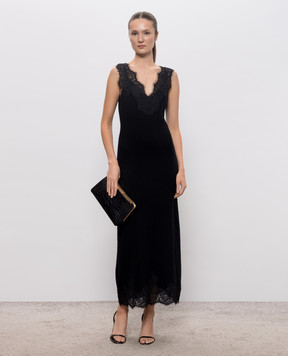 Simkhai Black Zinnia cashmere dress with lace 5261034K