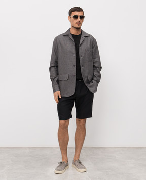 Stefano Ricci Black linen and wool shorts M1T6100300WL003L