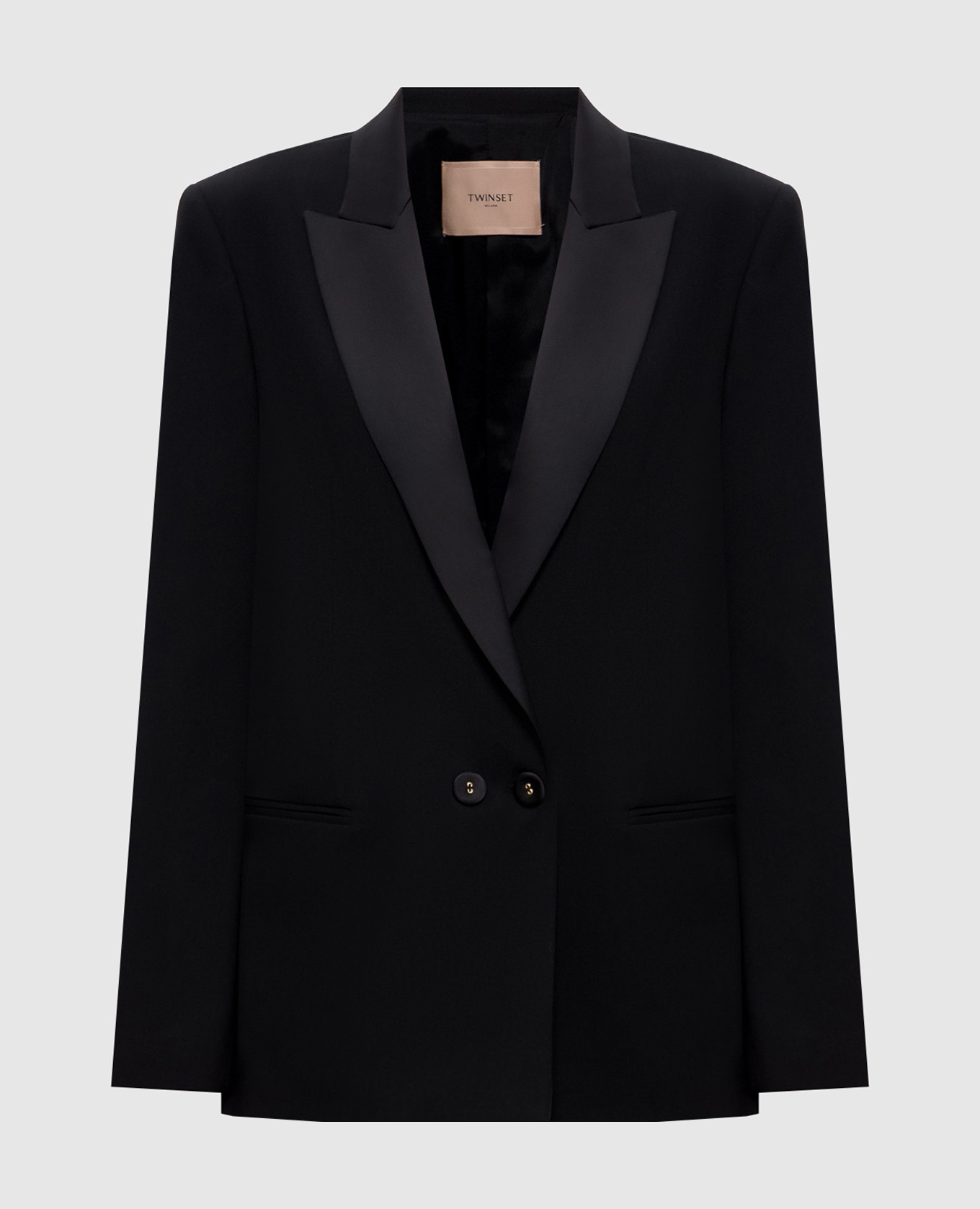 

Black double-breasted jacket with wool Twinset