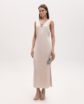 Peserico Beige dress with monil chain E023201940B