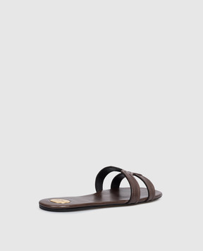 Saint Laurent Brown leather flip-flops MABROUKA 86185325V00
